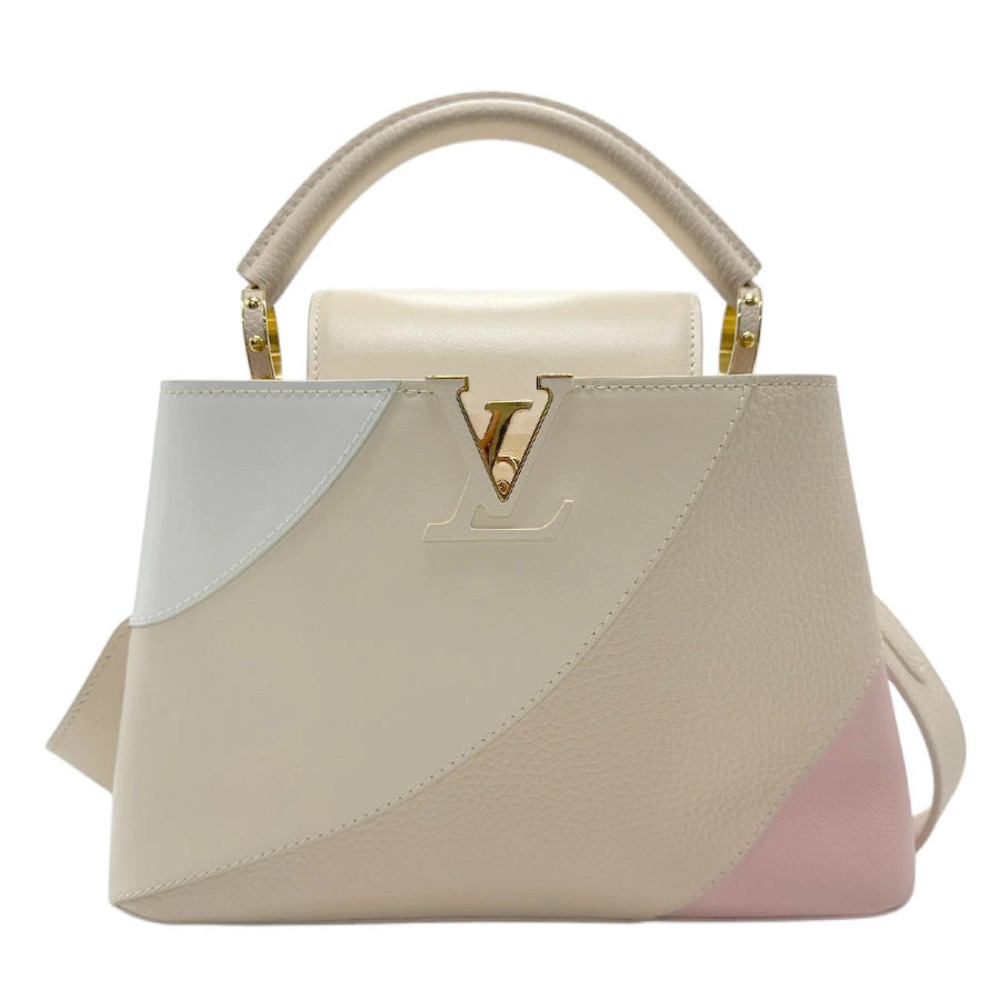 Louis Vuitton Capucines Leather 2Way Shoulder Bag Beige Pink